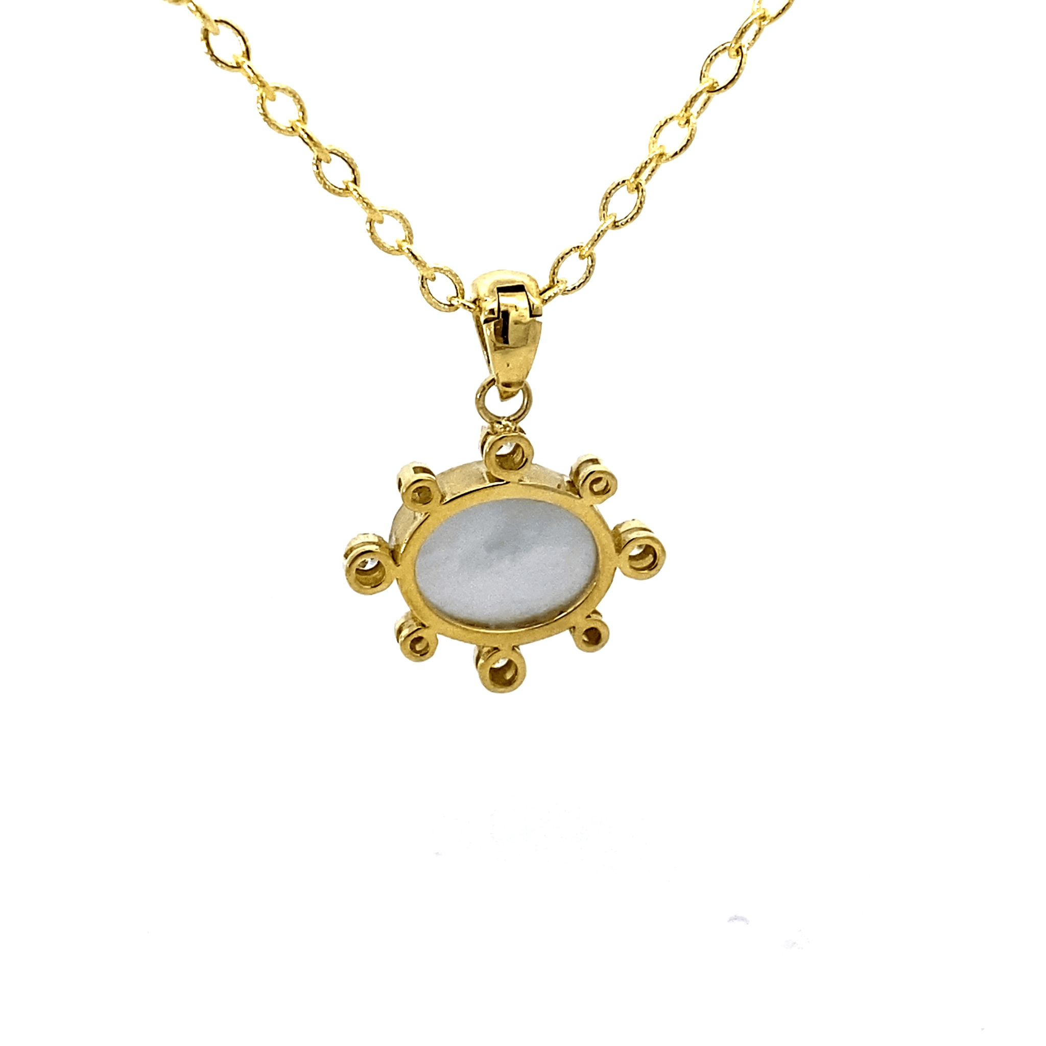 Pendant oval Venetian glass bluino griffin on textured chain - Gaines Jewelers