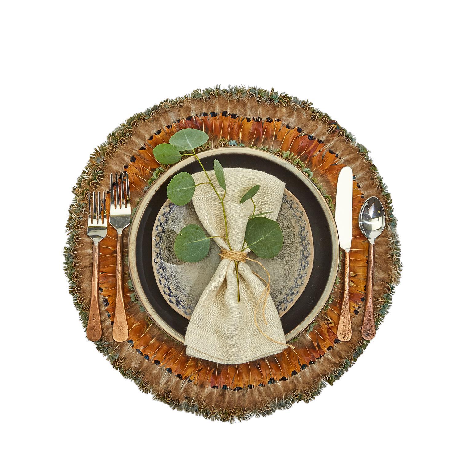 Pheasant Park Set of 4 Round Decorative Mats - Pheasant Feathers - Gaines Jewelers