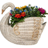 Pre-Order Medium Swan Basket 20" - Whitewash Provence Rattan - Gaines Jewelers