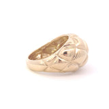 Ring- 14k Yellow Gold Wide Quilted Dome Ring - Gaines Jewelers