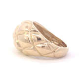 Ring- 14k Yellow Gold Wide Quilted Dome Ring - Gaines Jewelers