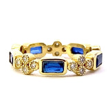 Ring- 14k yg Emerald Cut Kyanite and Diamond Ring - Gaines Jewelers