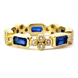 Ring- 14k yg Emerald Cut Kyanite and Diamond Ring - Gaines Jewelers