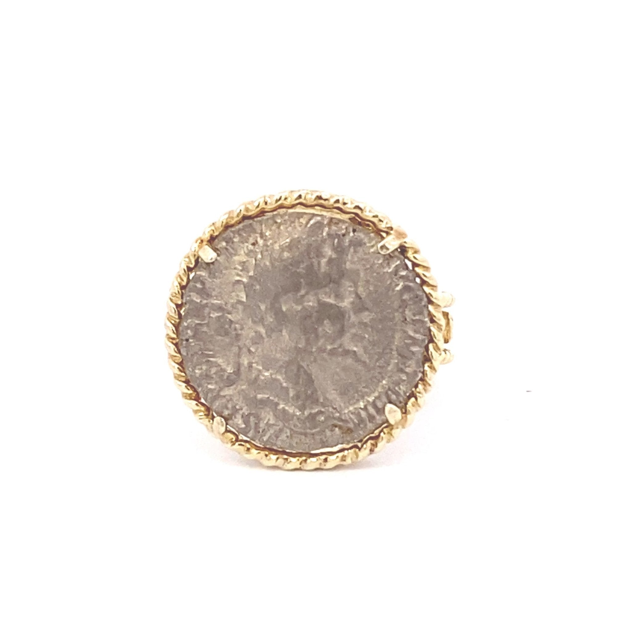 Ring- 14kt Genuine Roman Silver Severus Coin Ring - Gaines Jewelers