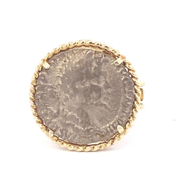 Ring- 14kt Genuine Roman Silver Severus Coin Ring - Gaines Jewelers