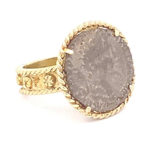 Ring- 14kt Genuine Roman Silver Severus Coin Ring - Gaines Jewelers
