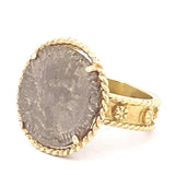 Ring- 14kt Genuine Roman Silver Severus Coin Ring - Gaines Jewelers