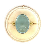 Ring aquamarine large oval in bezel 14kt yellow gold - Gaines Jewelers
