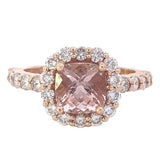 Ring-Cushion Cut Morganite with Diamond Halo - Gaines Jewelers