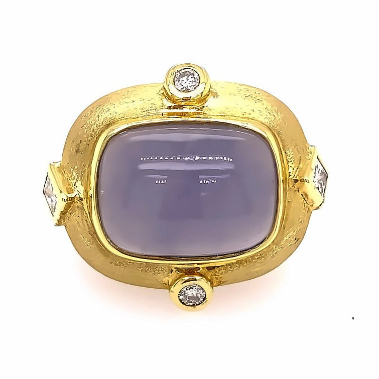 Ring- Dark blue chal ring w/dia - Gaines Jewelers