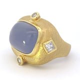 Ring- Dark blue chal ring w/dia - Gaines Jewelers