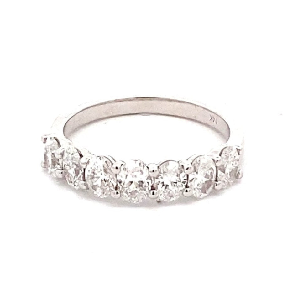 Ring diamond 7 ovals=1.47ct 14kt white gold - Gaines Jewelers