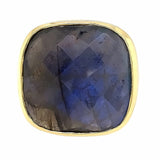 Ring-labradorite large cushion bezel - Gaines Jewelers