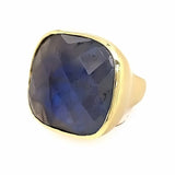 Ring-labradorite large cushion bezel - Gaines Jewelers