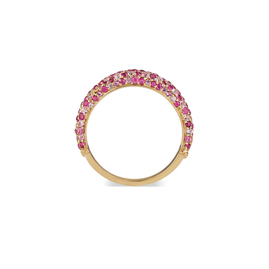 Ring ruby & pink sapphire pave band thin - Gaines Jewelers