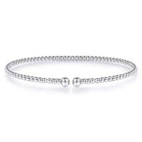Split 14K White Gold Beaded Bangle - Gaines Jewelers