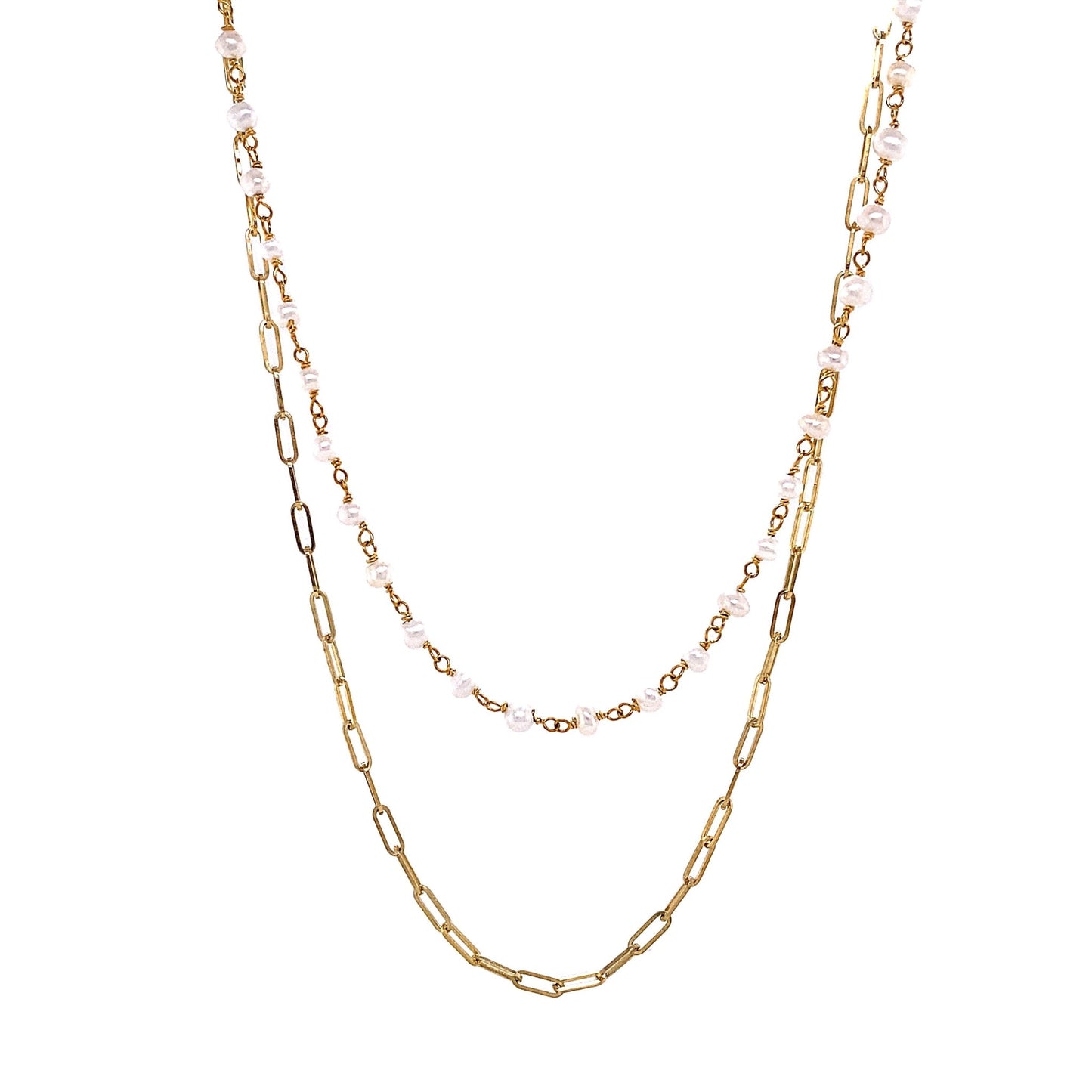 Tiny Double Strand Pearl Paperclip - Gaines Jewelers
