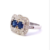 Two Stone Sapphire Mosaic and Diamond RIng - Gaines Jewelers