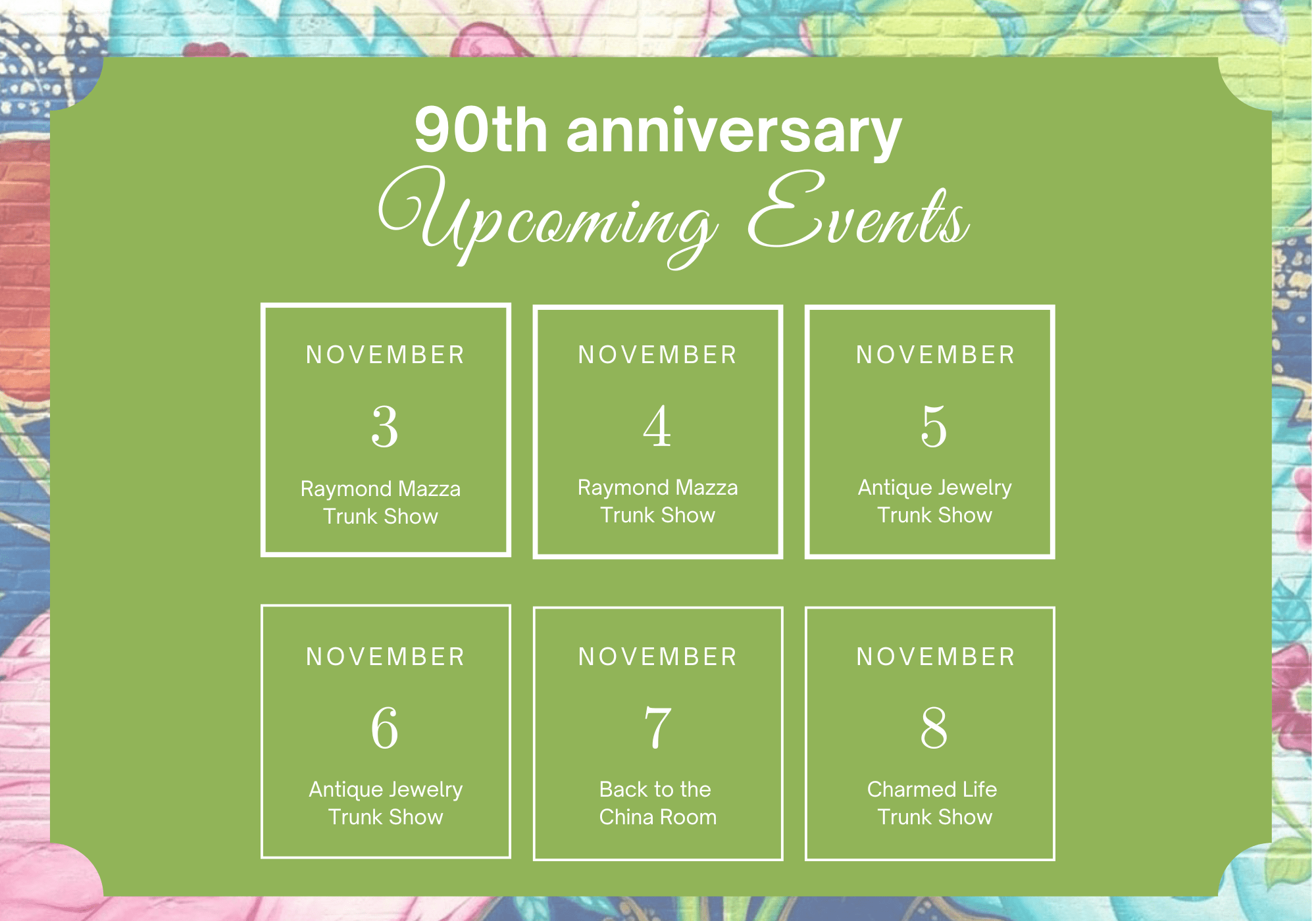 90th Anniversary Upcoming Events - Gaines Jewelers
