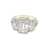 Diamond Ring with 3 Rectangular Sections 18k White Gold - Hakman