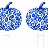 Mid Mod Design LLC - LARGE Designer Pair of Chinois Pumpkin Yard/Topiary Stakes