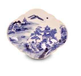 11" Blue and White Canton Footed Plate - Avala International - Gaines Jewelers