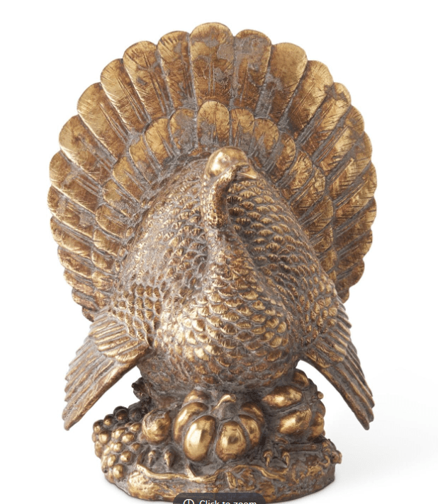 11.5 Inch Resin Antique Gold Turkey - K&K Interiors - Gaines Jewelers