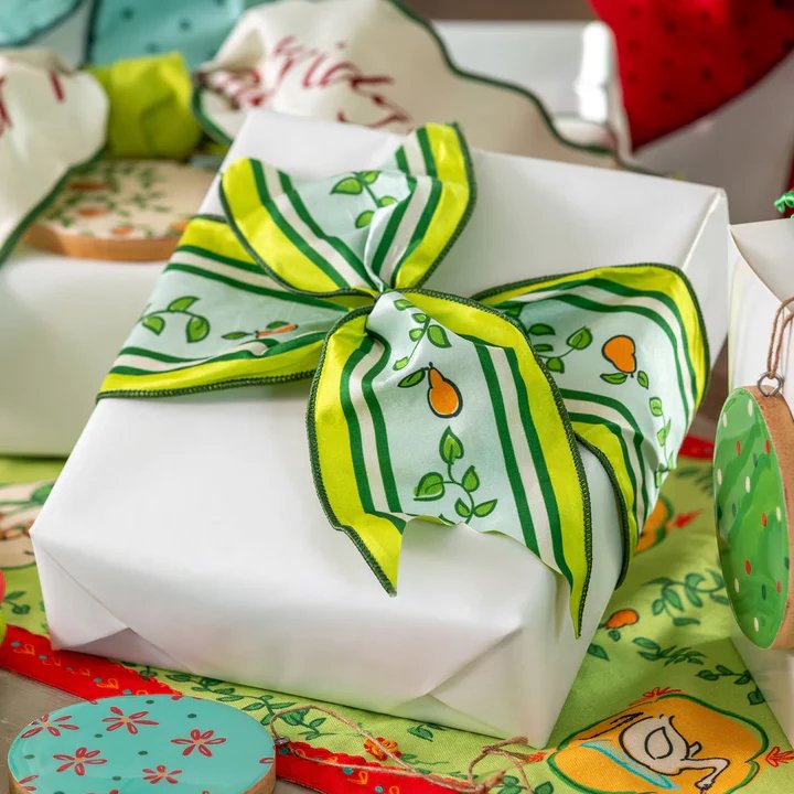 12 Days of Christmas Pear and Stripe Ribbon - Park Hill Collection - Gaines Jewelers