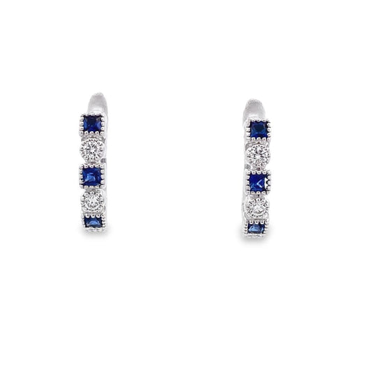 earrings sapphire and diamond huggies 18kt white gold