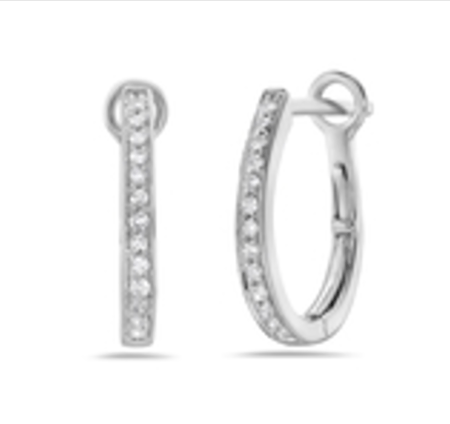 14k wg Hoop Earring with Diamonds - Bassali - Gaines Jewelers