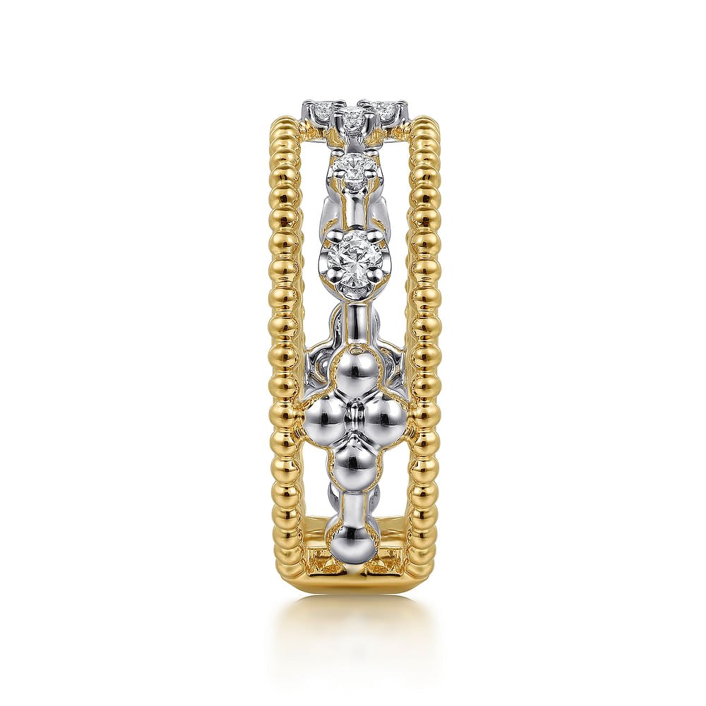 14K White and Yellow Gold Bujukan Diamond Easy Stackable Ladies Ring - Gabriel & Co. - Gaines Jewelers