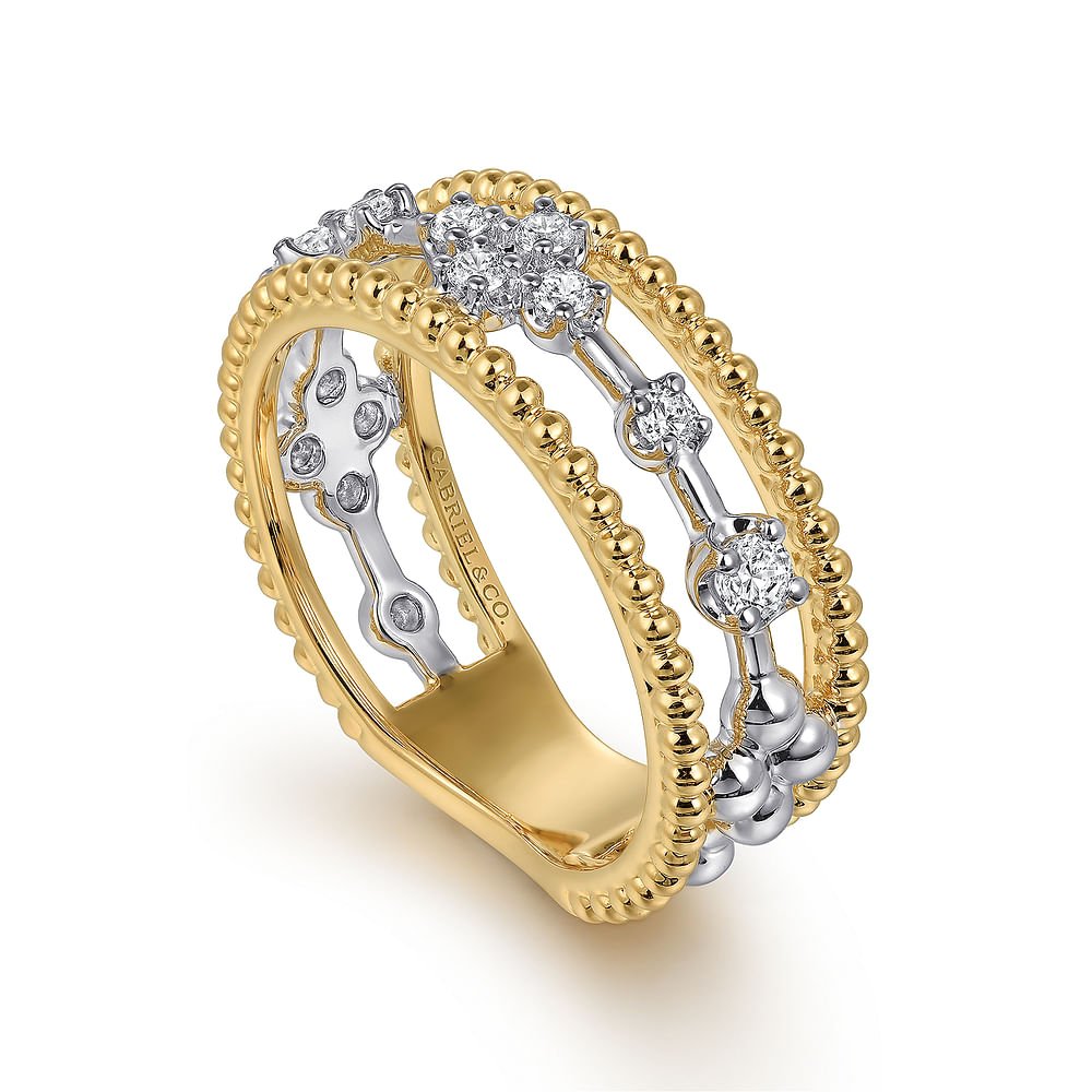 14K White and Yellow Gold Bujukan Diamond Easy Stackable Ladies Ring - Gabriel & Co. - Gaines Jewelers