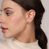 14K White and Yellow Gold Bujukan Diamond J Earrings - Gabriel & Co. - Gaines Jewelers