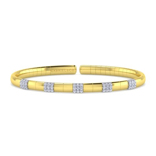 14K White and Yellow Gold Diamond Bangle by Gabriel & Co. - Gaines Jewelers