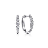 14K White Gold 20mm Buttercup Set Diamond Classic Oval Hoop Earrings - Gabriel & Co. - Gaines Jewelers