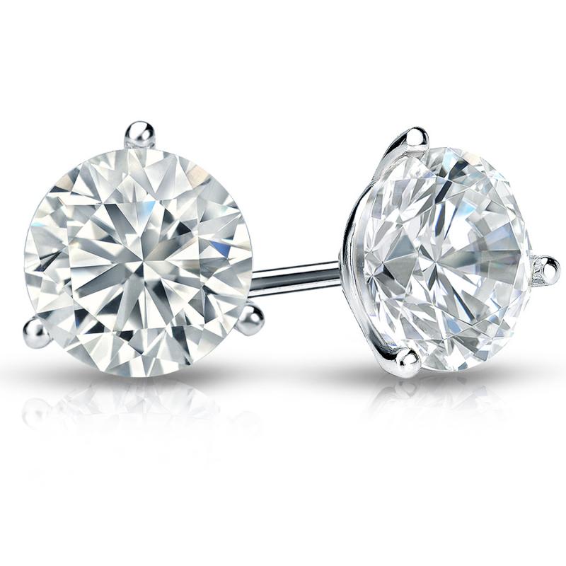 14k White Gold 3 Prong Lab Grown Studs 1.07 ctw - GN Diamond - Gaines Jewelers