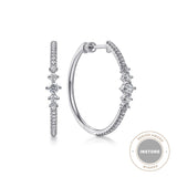 14K White Gold 30mm Diamond Classic Hoop Earrings - Gabriel & Co. - Gaines Jewelers