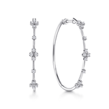 14k White Gold 40mm Round Classic Diamond Hoop Earrings - Gabriel & Co. - Gaines Jewelers
