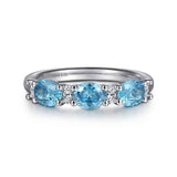 14K White Gold Diamond and Blue Topaz Fashion Ring - Gabriel & Co. - Gaines Jewelers