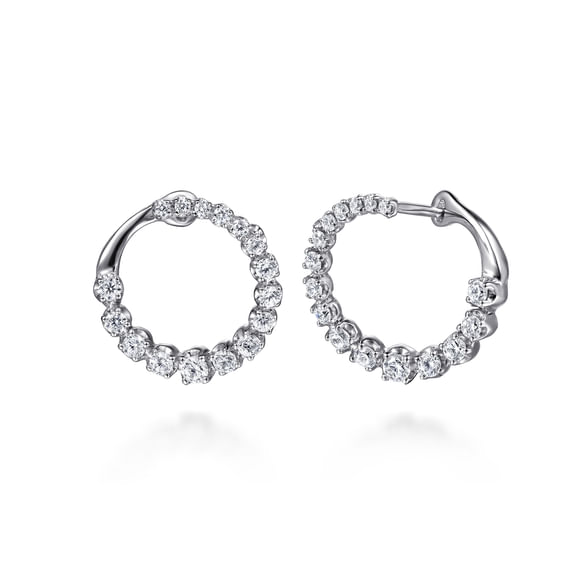 14K White Gold Diamond Bypass Hoop Earrings - Gabriel & Co. - Gaines Jewelers