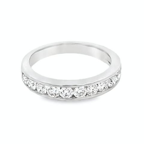 14k white gold diamond channel set anniversary ring - Gaines Jewelers