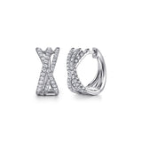 14K White Gold Diamond Criss Cross Huggie Earrings - Gabriel & Co. - Gaines Jewelers
