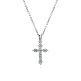 14K White Gold Diamond Cross Pendant Necklace - Gabriel & Co. - Gaines Jewelers