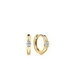 14K White Gold Diamond Huggie Earrings - Gabriel & Co. - Gaines Jewelers