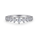14K White Gold Graduating Diamond Classic Ladies Ring - Gabriel & Co. - Gaines Jewelers