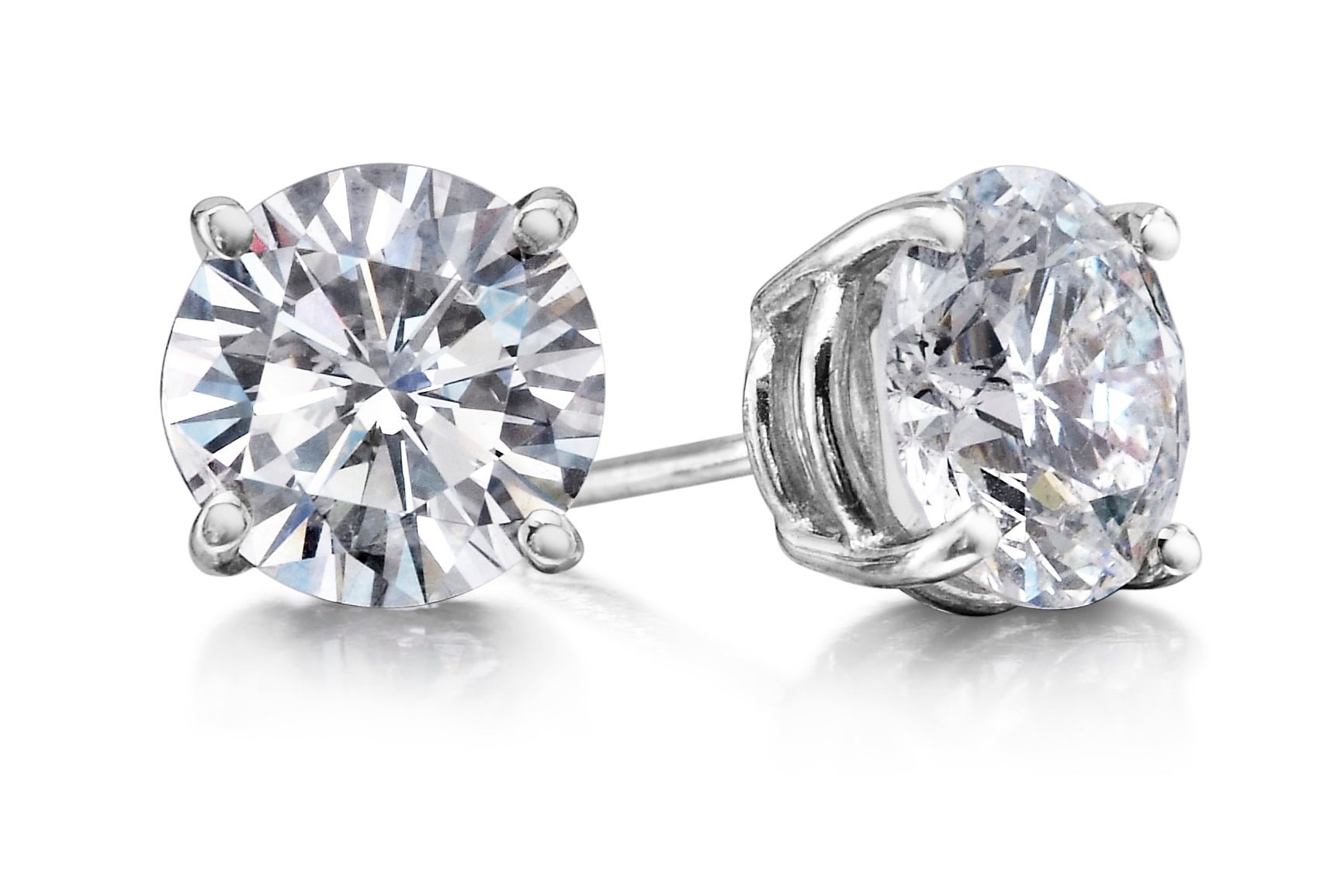 14k White Gold Lab Grown 4 Prong Studs 4.16ct - GN Diamond - Gaines Jewelers