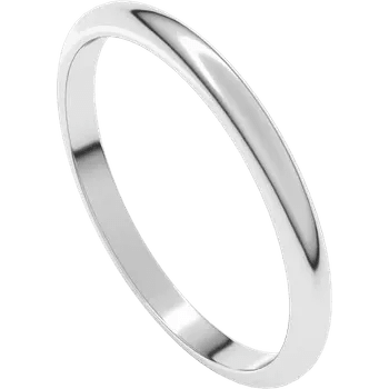 14K White Gold Standard Fit 2mm Half Round Band - Gaines Jewelers
