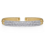14K White & Yellow Bujukan and Diamond Multi Row Split Bangle Bracelet by Gabriel & Co. - Gaines Jewelers