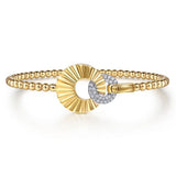 14K White & Yellow Gold Diamond and Diamond Cut Double Round Disk Bangle Braceletby Gabriel (Copy) - Gaines Jewelers