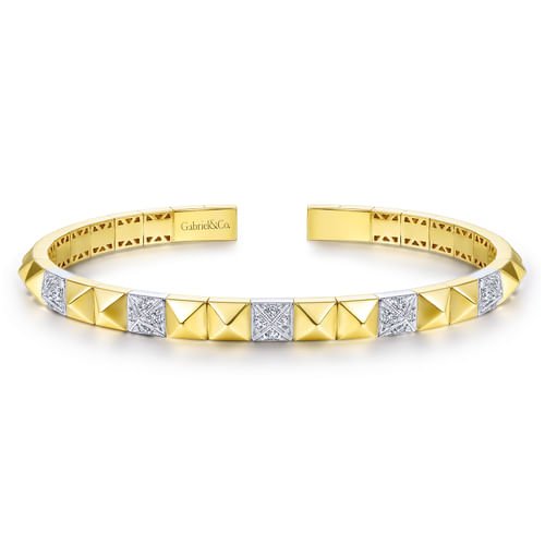 14K White - Yellow Gold Diamond Bangle - Gabriel & Co. - Gaines Jewelers